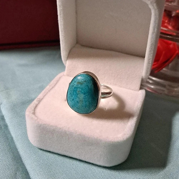 Peruvian Opalina Solitaire Ring In Sterling Silver. - Picture 4 of 8